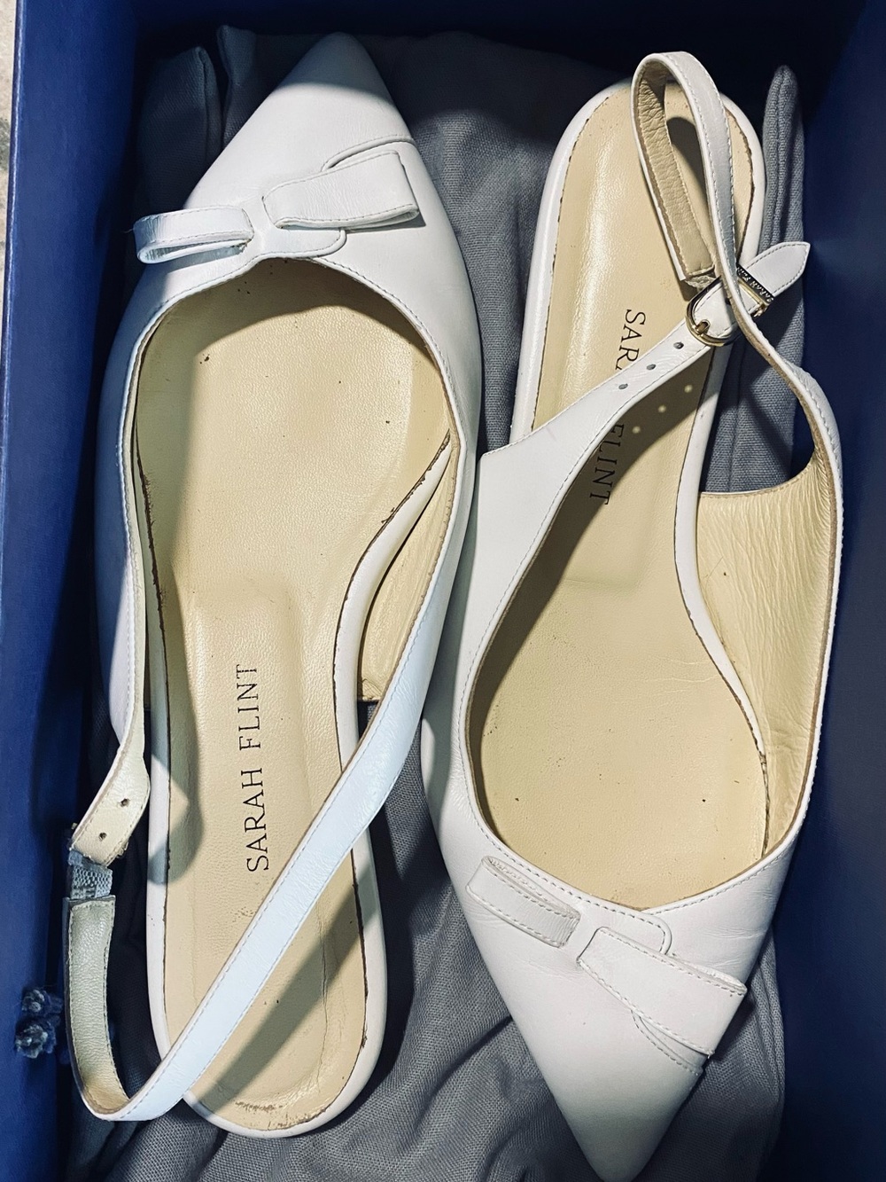 Sarah Flint White Natalie Slingback Flats | 8.5 38.5 | In Original Box